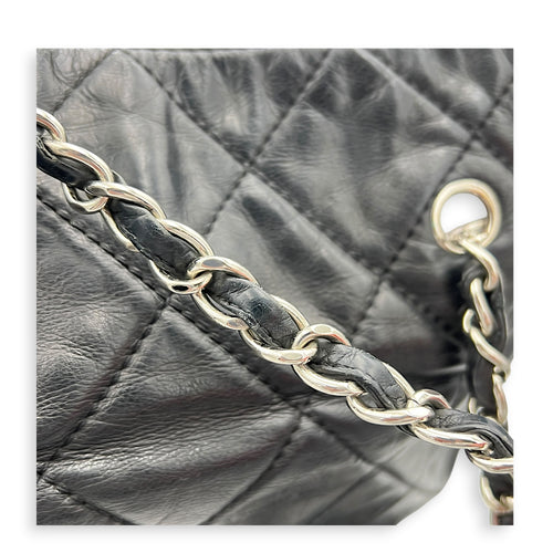 In The Business Black Tote Bag in Calfskin, Silver hardware