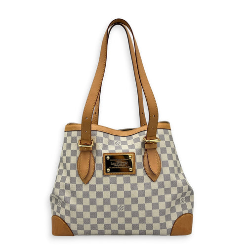 Hampstead White Azur Shoulder Bag in Coated Canvas, Gold hardware