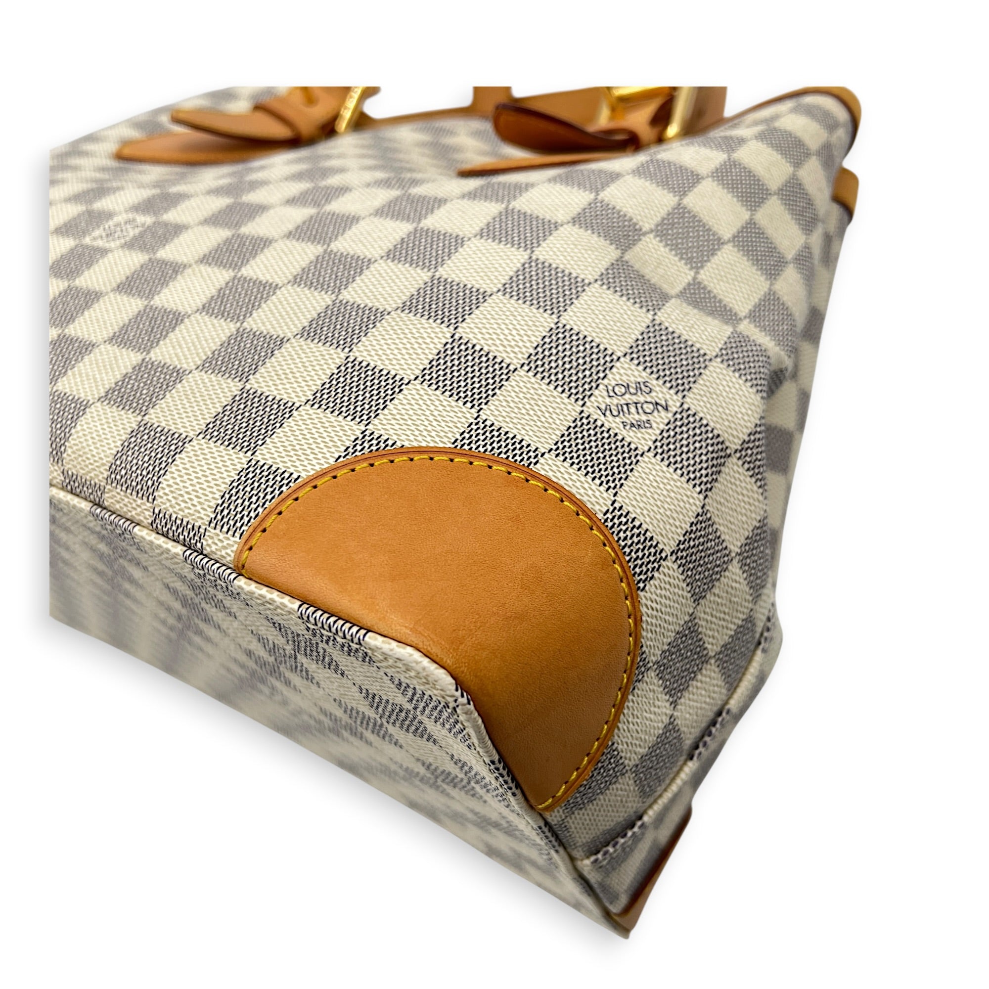 Hampstead White Azur Shoulder Bag in Coated Canvas, Gold hardware
