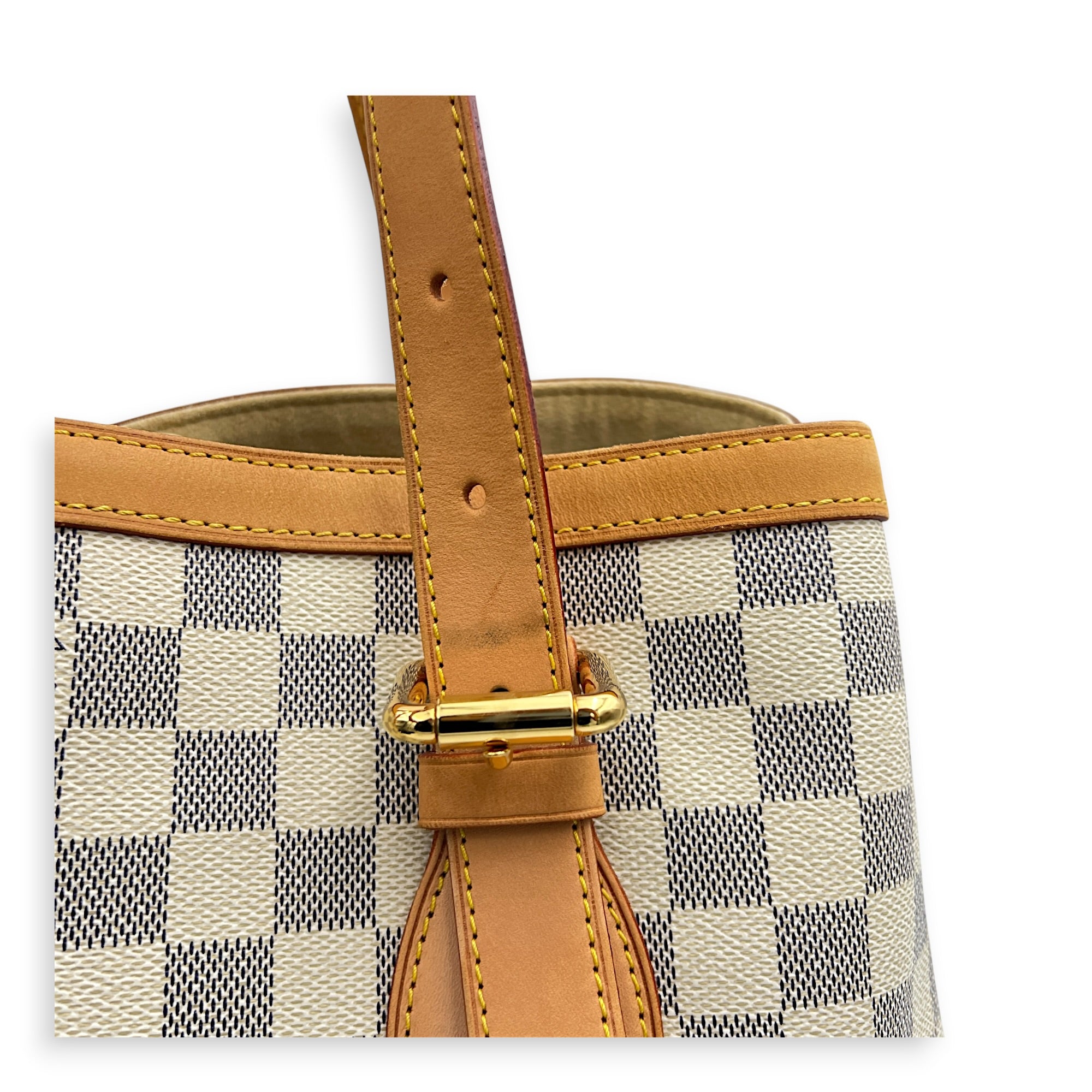 Hampstead White Azur Shoulder Bag in Coated Canvas, Gold hardware