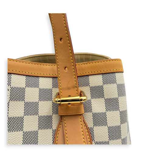 Hampstead White Azur Shoulder Bag in Coated Canvas, Gold hardware