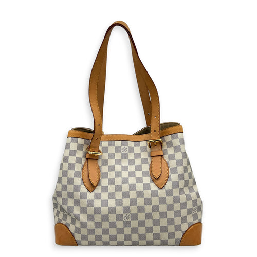 Hampstead White Azur Shoulder Bag in Coated Canvas, Gold hardware