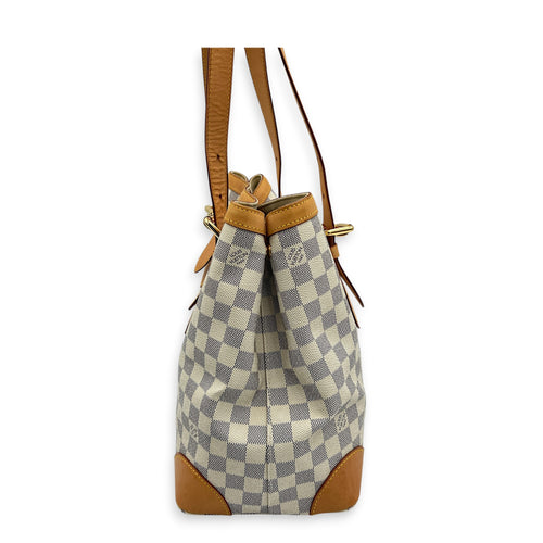Hampstead White Azur Shoulder Bag in Coated Canvas, Gold hardware