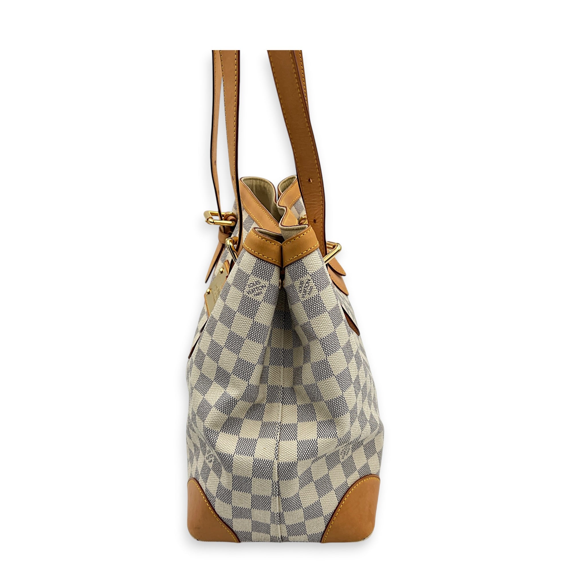 Hampstead White Azur Shoulder Bag in Coated Canvas, Gold hardware