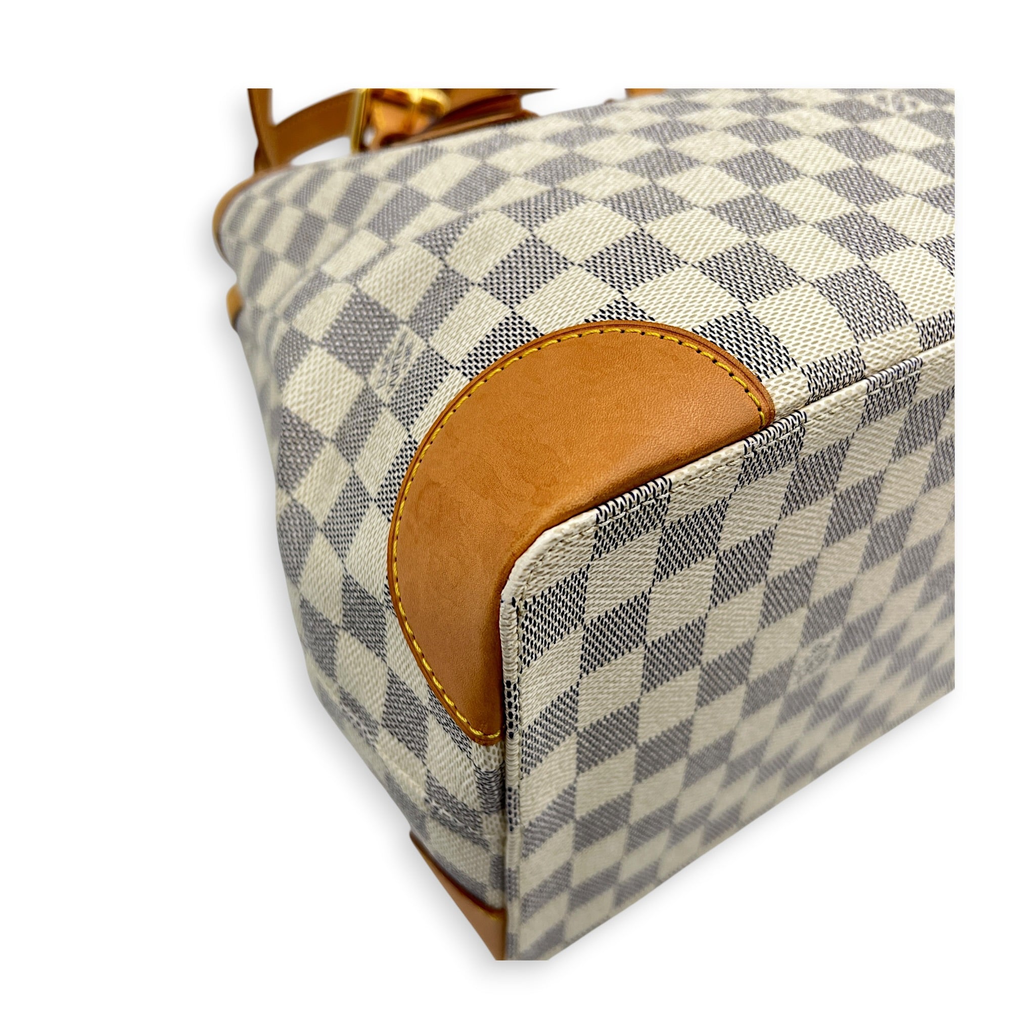 Hampstead White Azur Shoulder Bag in Coated Canvas, Gold hardware