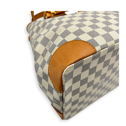 Hampstead White Azur Shoulder Bag in Coated Canvas, Gold hardware