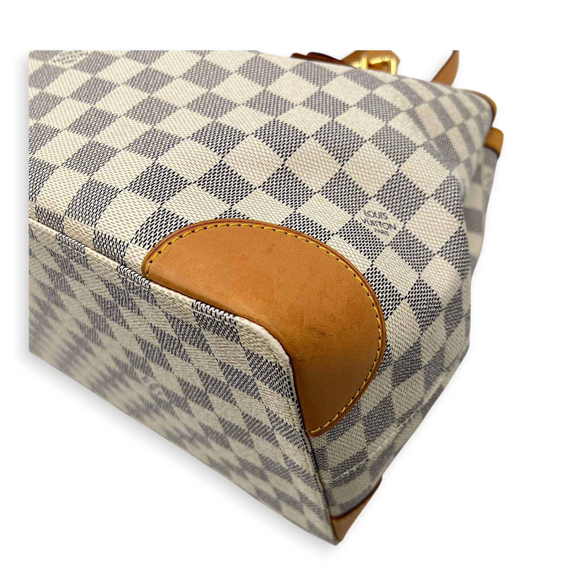 Hampstead White Azur Shoulder Bag in Coated Canvas, Gold hardware