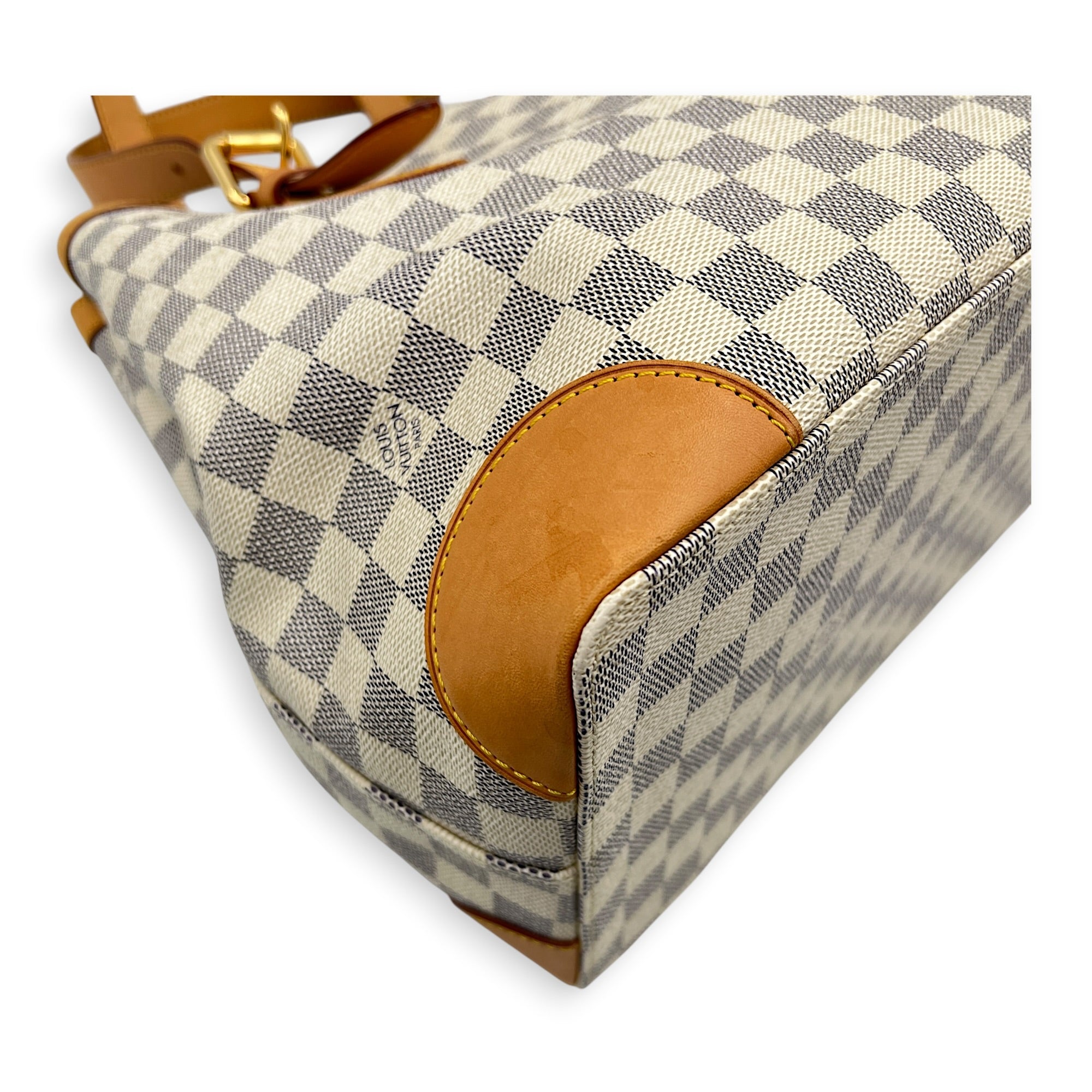 Hampstead White Azur Shoulder Bag in Coated Canvas, Gold hardware