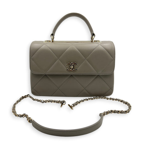 Trendy CC Medium Grey Shoulder Bag in Lambskin, Gold hardware
