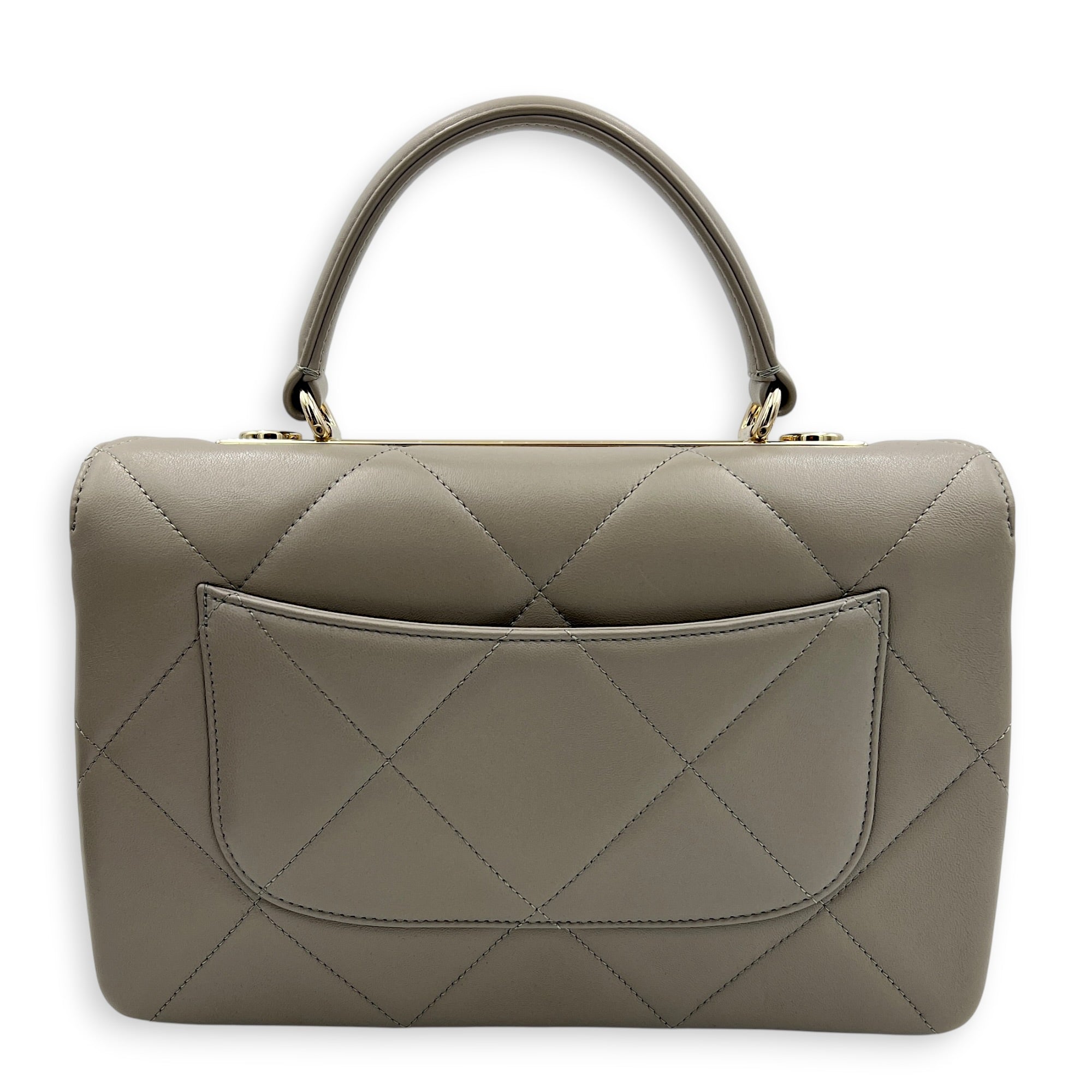 Trendy CC Medium Grey Shoulder Bag in Lambskin, Gold hardware