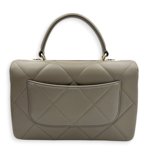 Trendy CC Medium Grey Shoulder Bag in Lambskin, Gold hardware