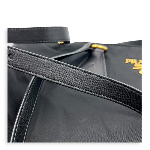 Re-Nylon Tote Bag Black, Gold hardware