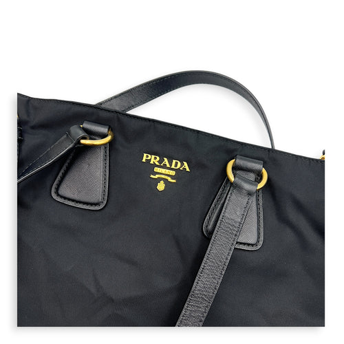 Re-Nylon Tote Bag Black, Gold hardware