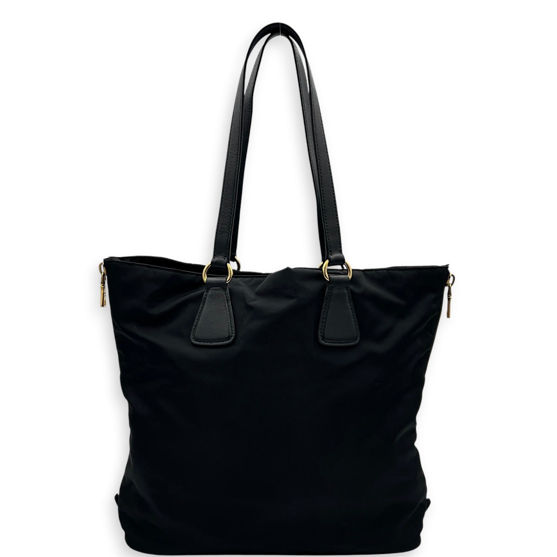 Re-Nylon Tote Bag Black, Gold hardware