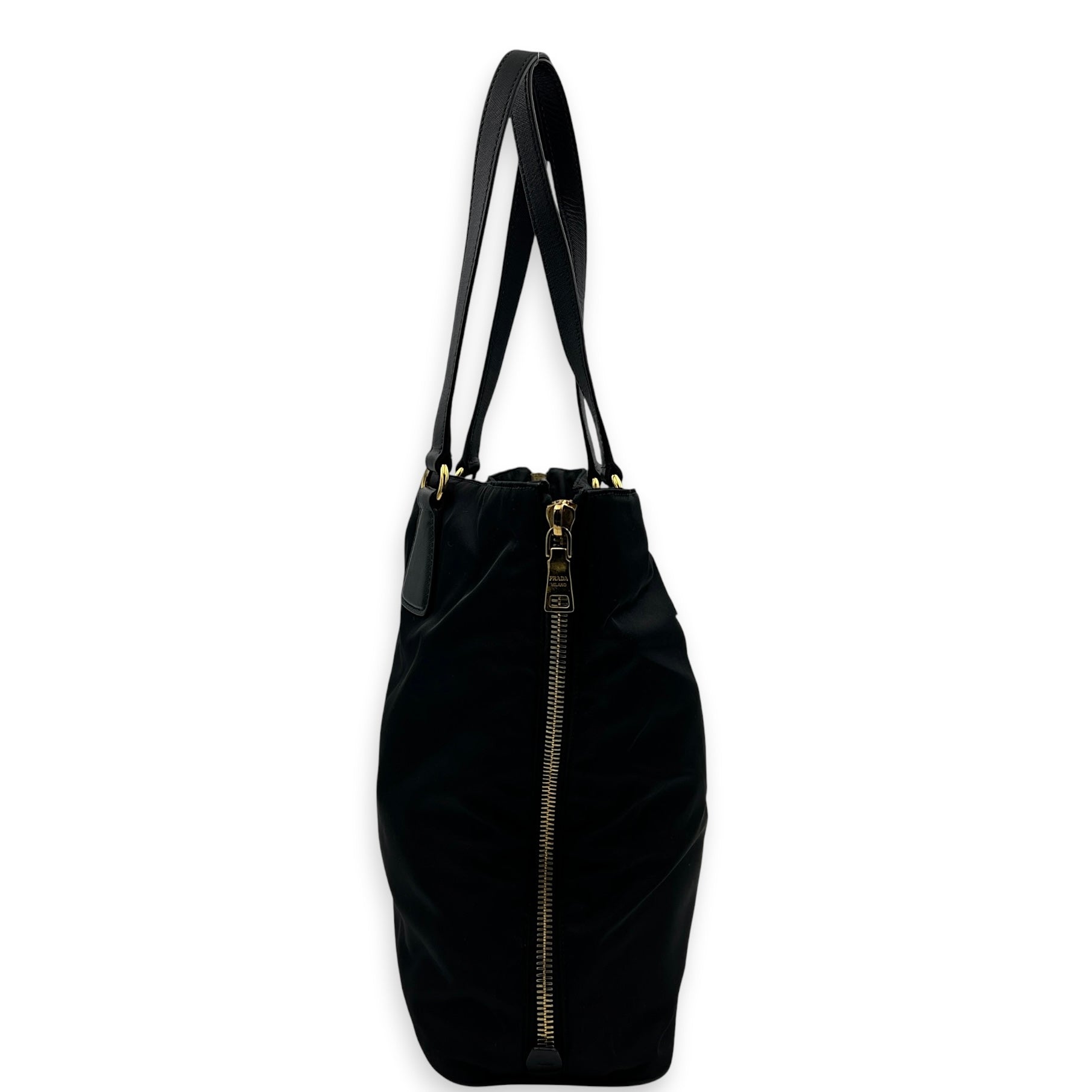 Re-Nylon Tote Bag Black, Gold hardware