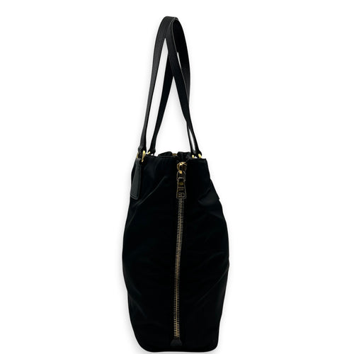 Re-Nylon Tote Bag Black, Gold hardware