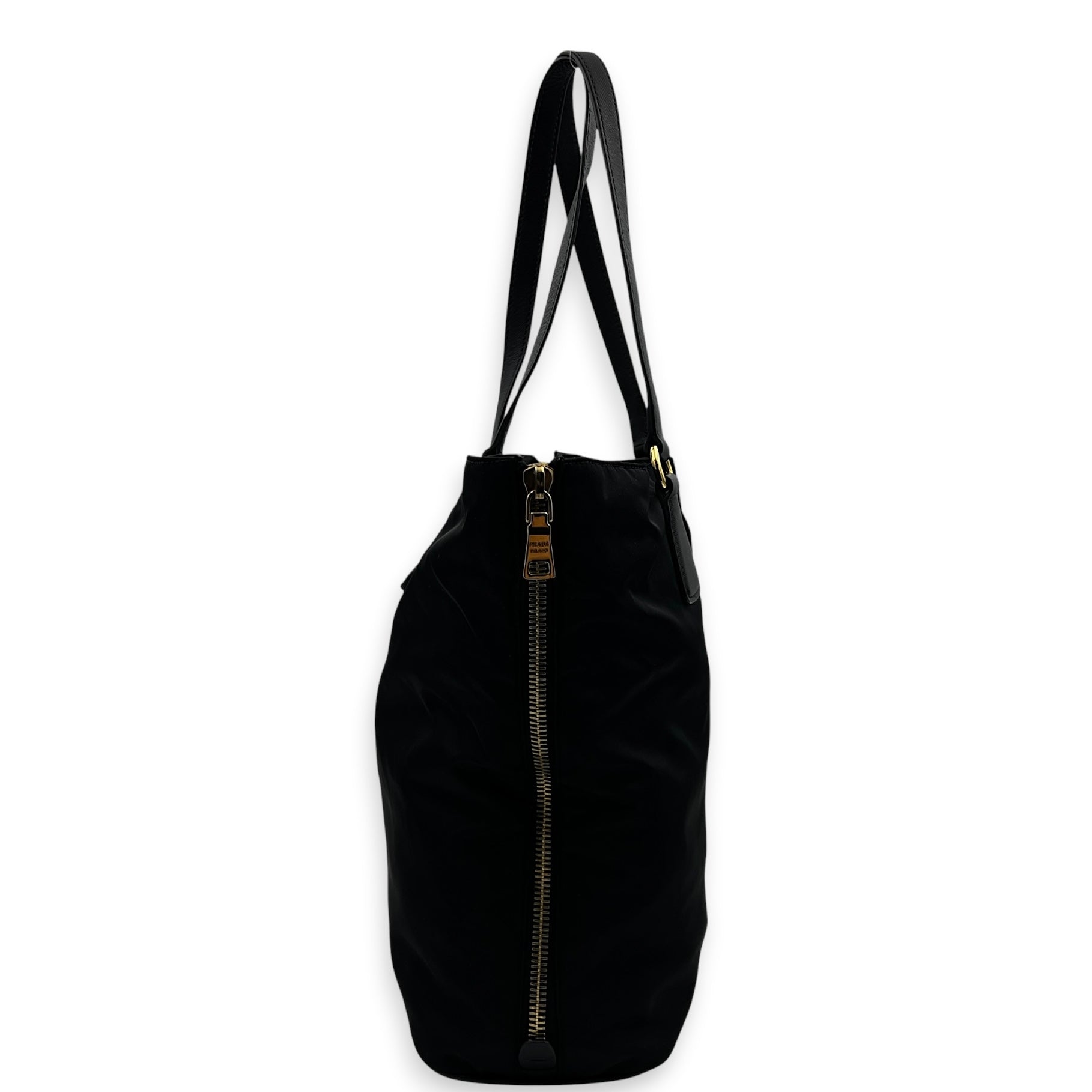 Re-Nylon Tote Bag Black, Gold hardware