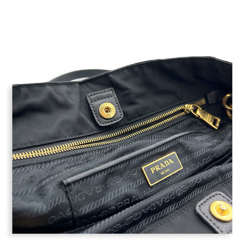 Re-Nylon Tote Bag Black, Gold hardware