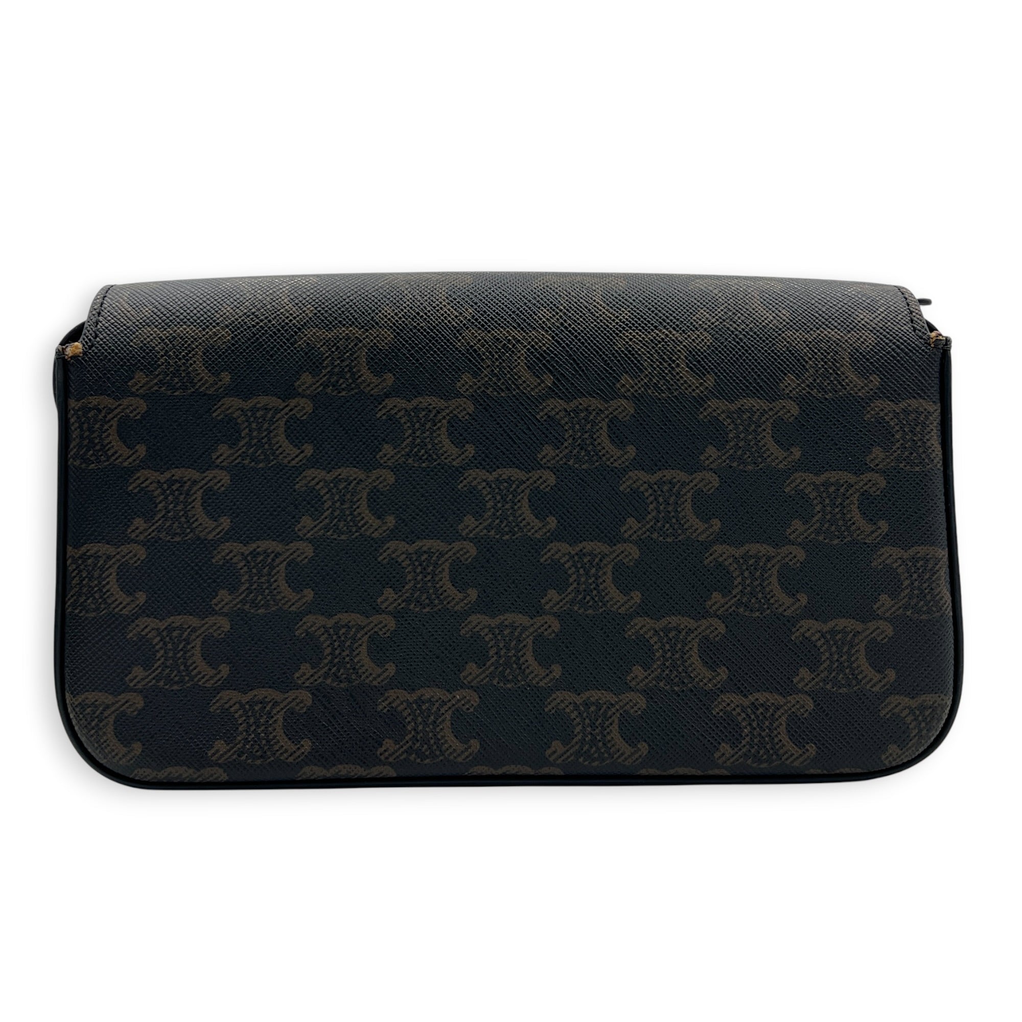 Triomphe Shoulder Bag Brown in Coated Canvas, Gold hardware