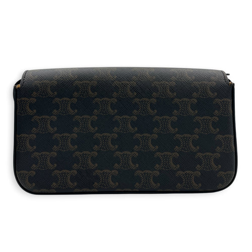Triomphe Shoulder Bag Brown in Coated Canvas, Gold hardware