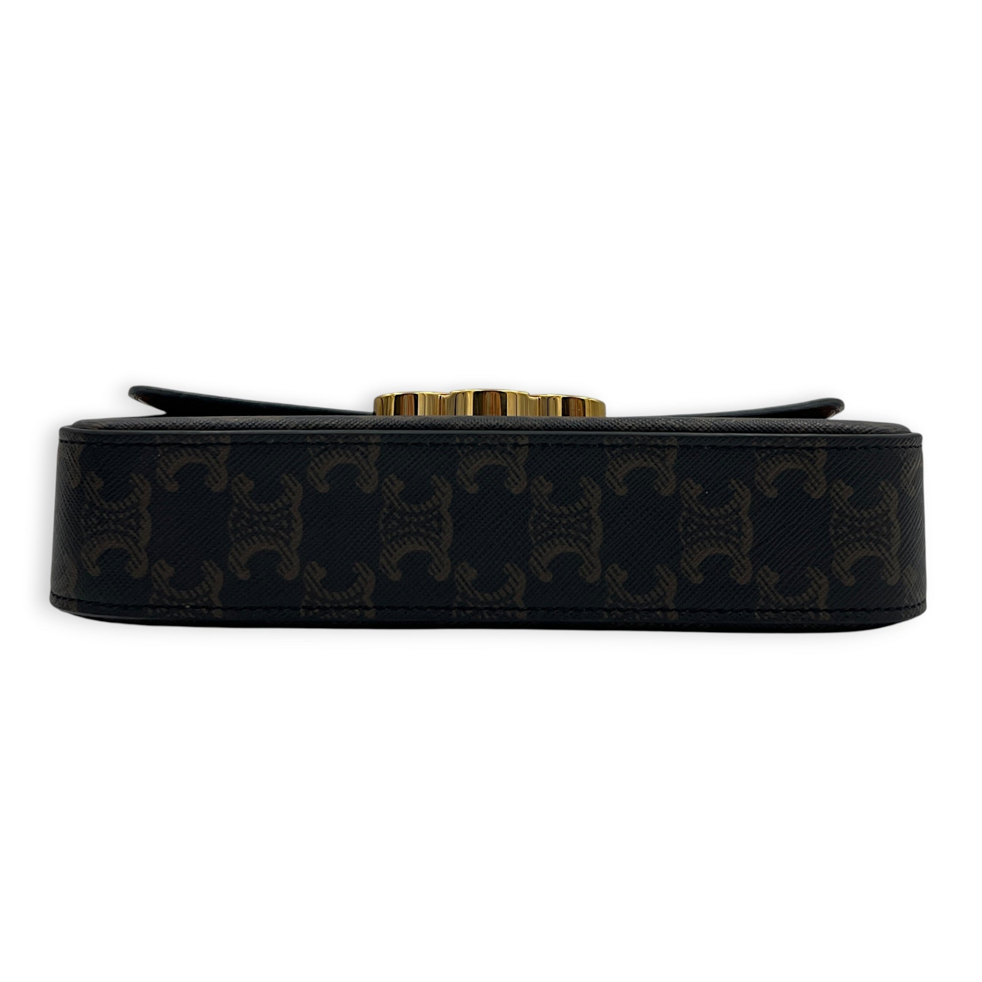 Triomphe Shoulder Bag Brown in Coated Canvas, Gold hardware