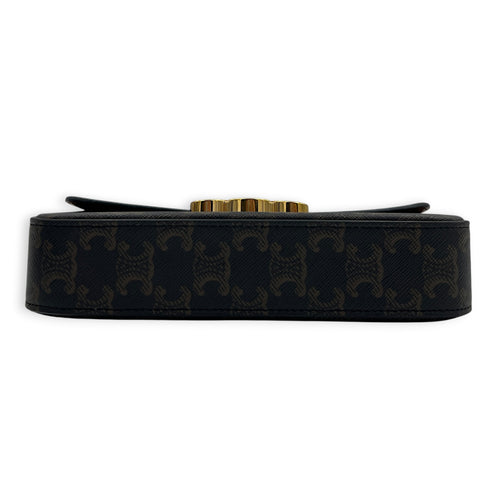 Triomphe Shoulder Bag Brown in Coated Canvas, Gold hardware