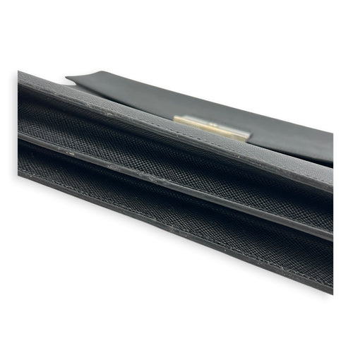 Briefcase Black Briefcase in Saffiano Leather, Silver hardware