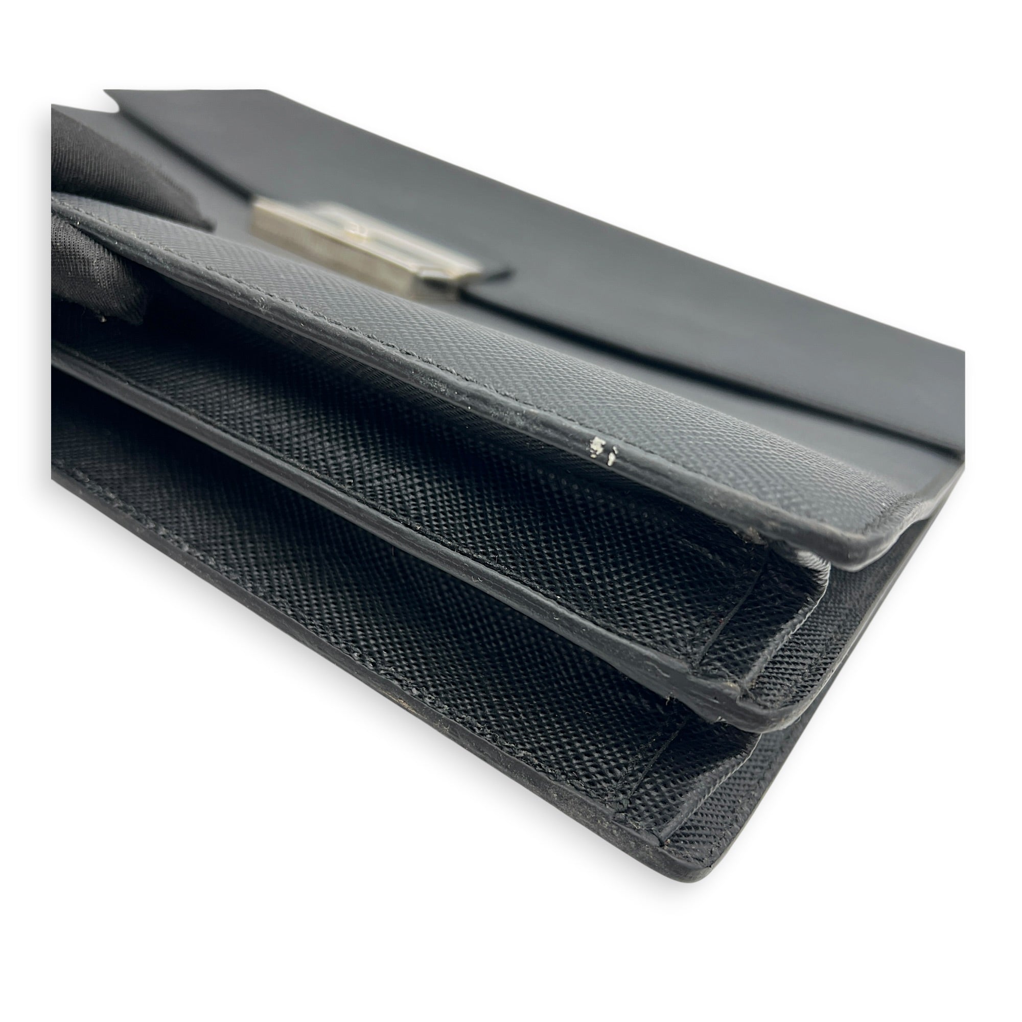 Briefcase Black Briefcase in Saffiano Leather, Silver hardware