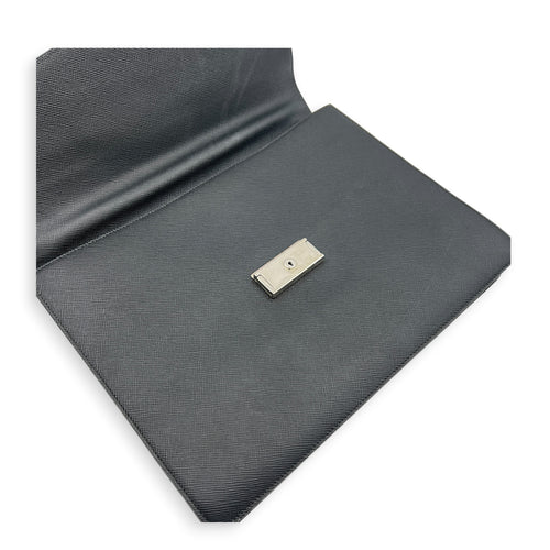 Briefcase Black Briefcase in Saffiano Leather, Silver hardware