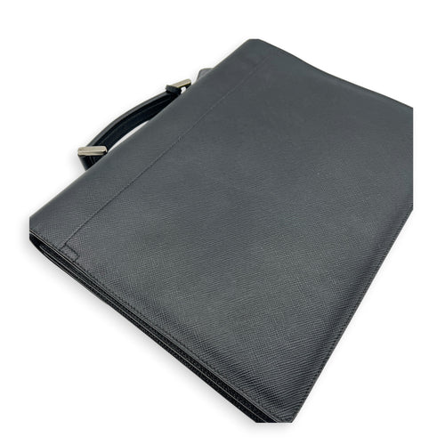 Briefcase Black Briefcase in Saffiano Leather, Silver hardware