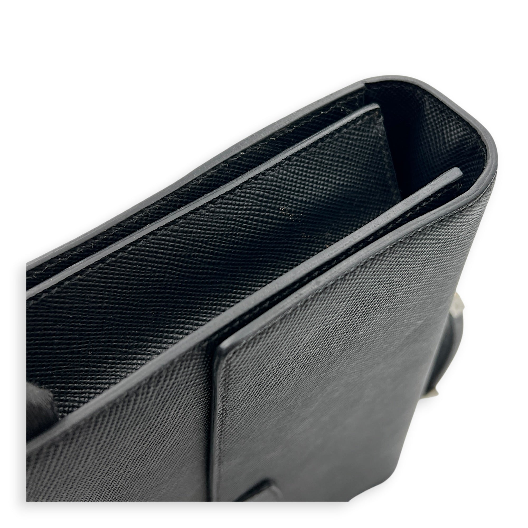 Briefcase Black Briefcase in Saffiano Leather, Silver hardware