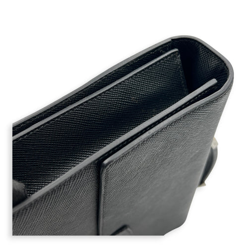 Briefcase Black Briefcase in Saffiano Leather, Silver hardware