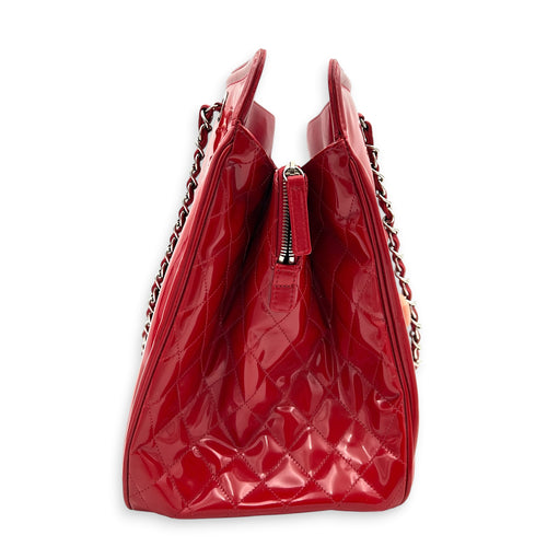 Lipstick Tote Red Tote Bag in Patent Leather, Silver hardware