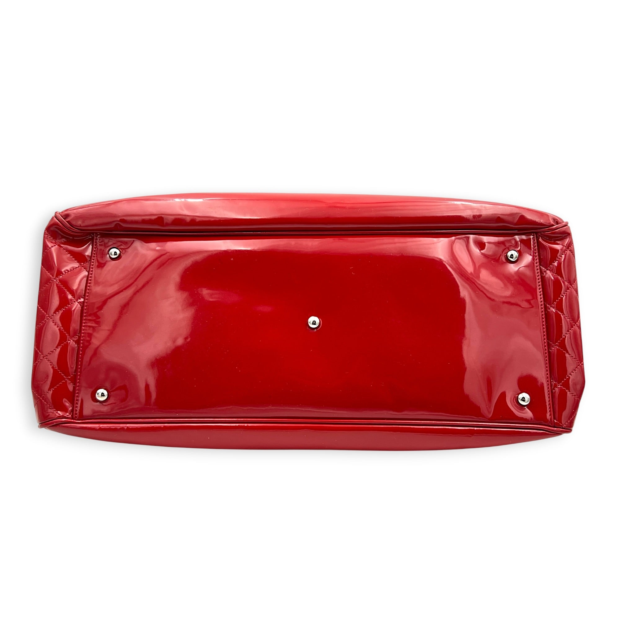 Lipstick Tote Red Tote Bag in Patent Leather, Silver hardware
