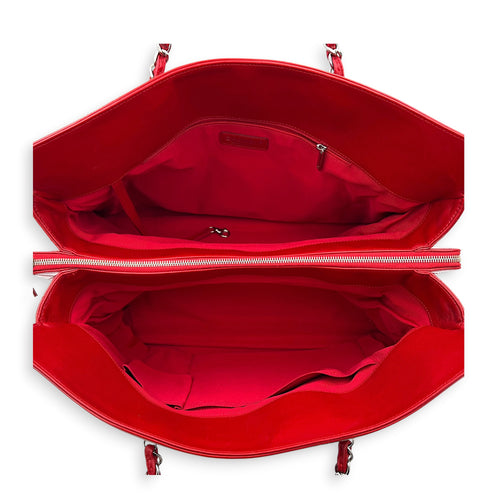 Lipstick Tote Red Tote Bag in Patent Leather, Silver hardware