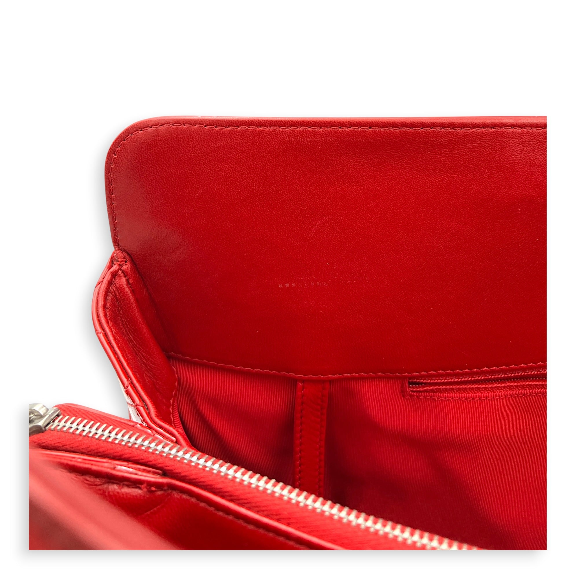 Lipstick Tote Red Tote Bag in Patent Leather, Silver hardware