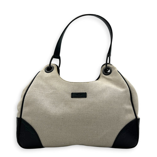 Guccissima Beige Shoulder Bag in Canvas, Gunmetal hardware