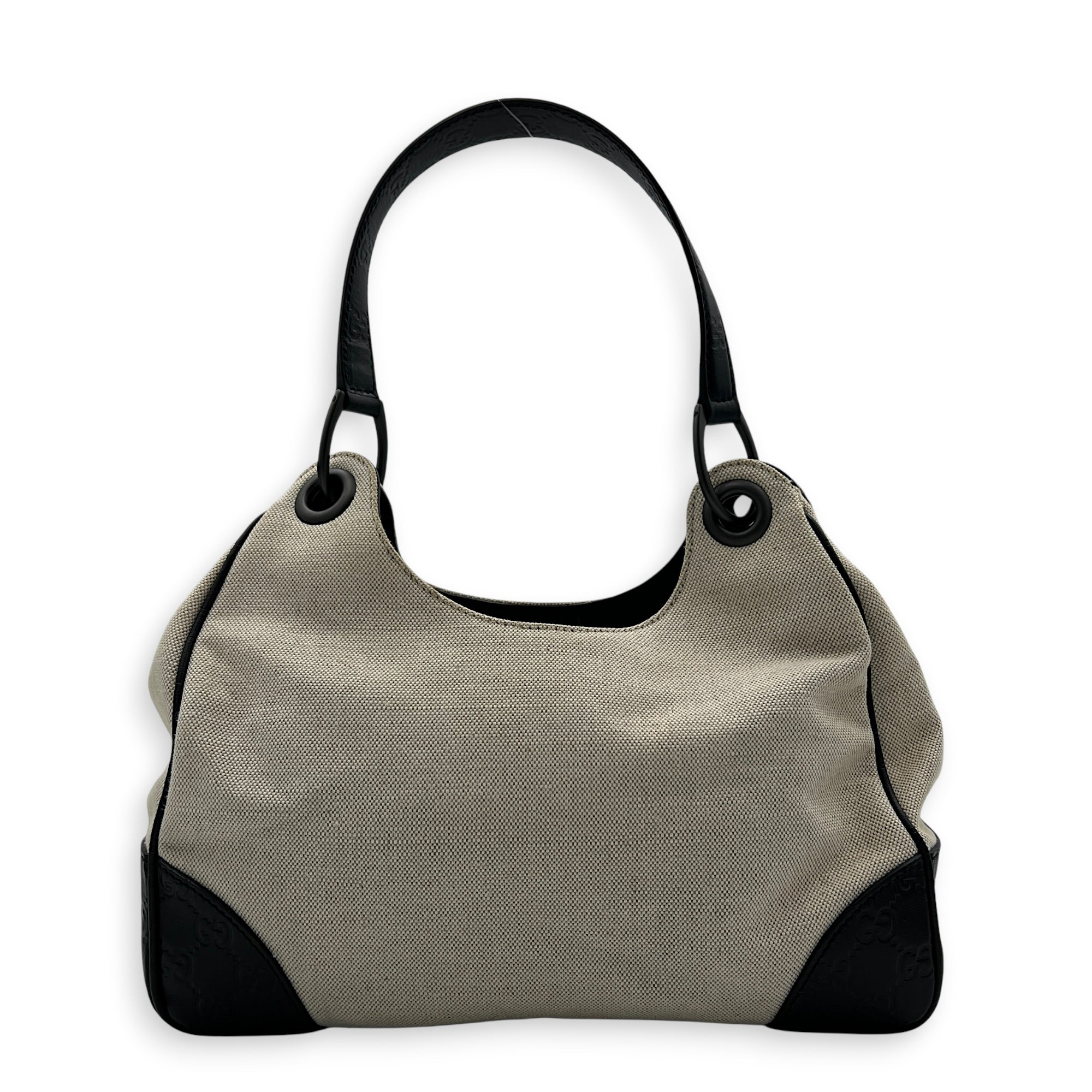 Guccissima Beige Shoulder Bag in Canvas, Gunmetal hardware