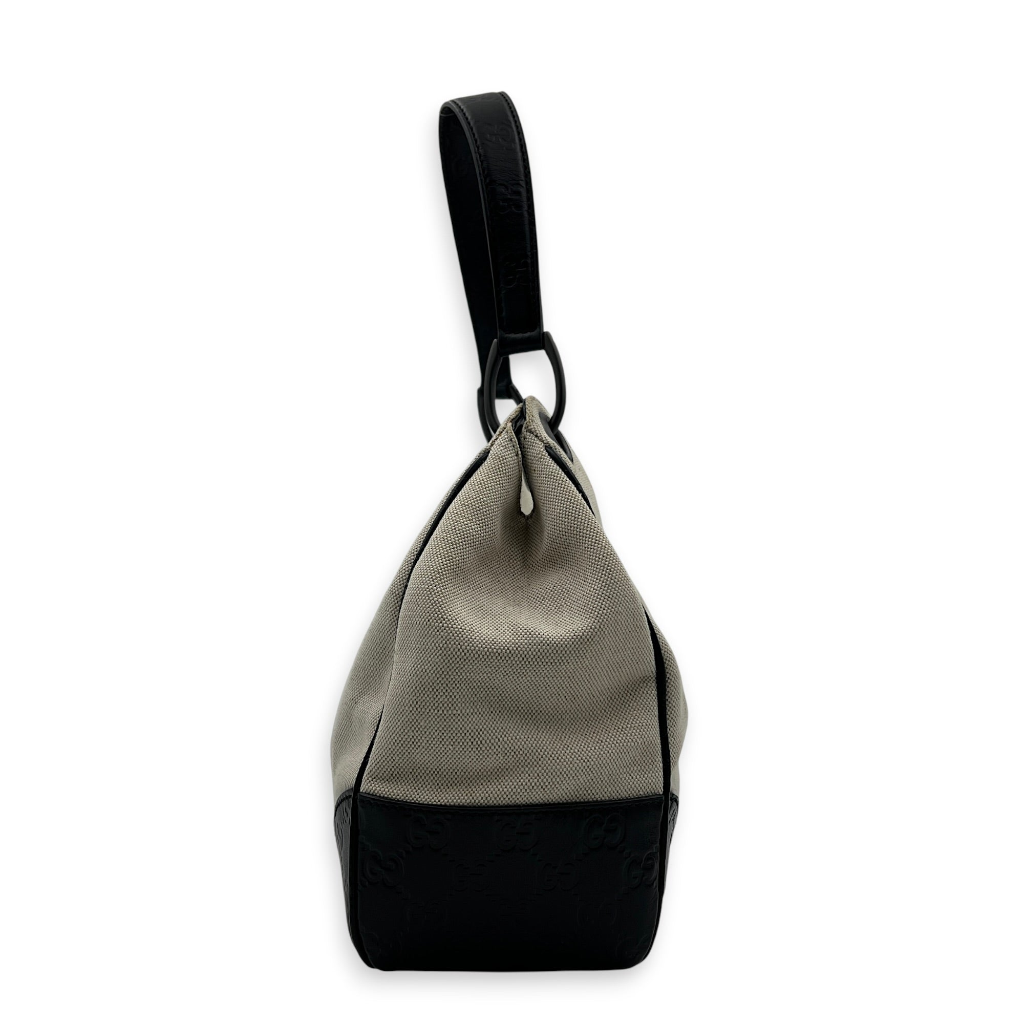 Guccissima Beige Shoulder Bag in Canvas, Gunmetal hardware