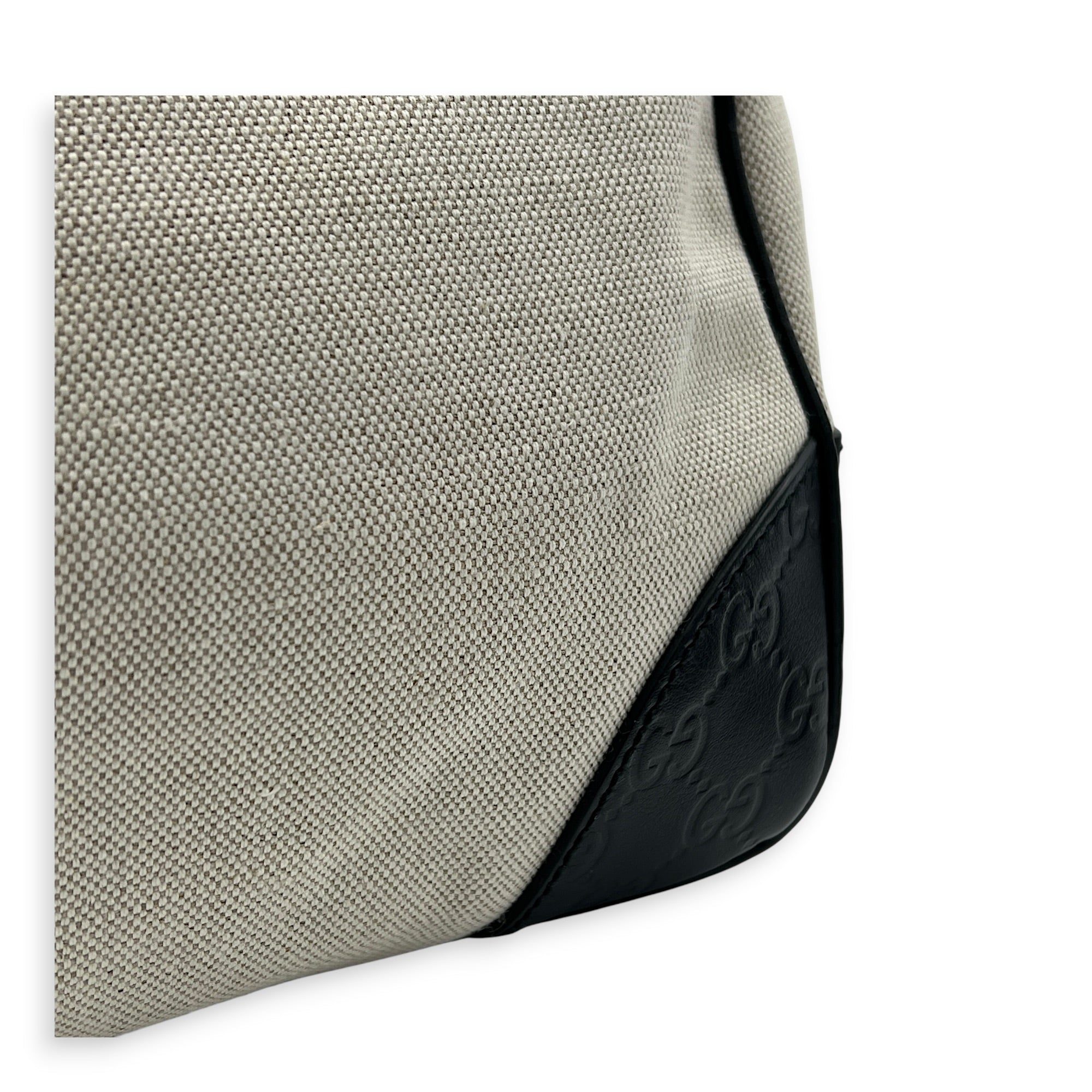 Guccissima Beige Shoulder Bag in Canvas, Gunmetal hardware