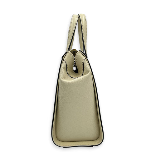 Ophidia Top Handle Bag Small White Ivory in Calfskin, Gold hardware
