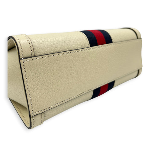 Ophidia Top Handle Bag Small White Ivory in Calfskin, Gold hardware