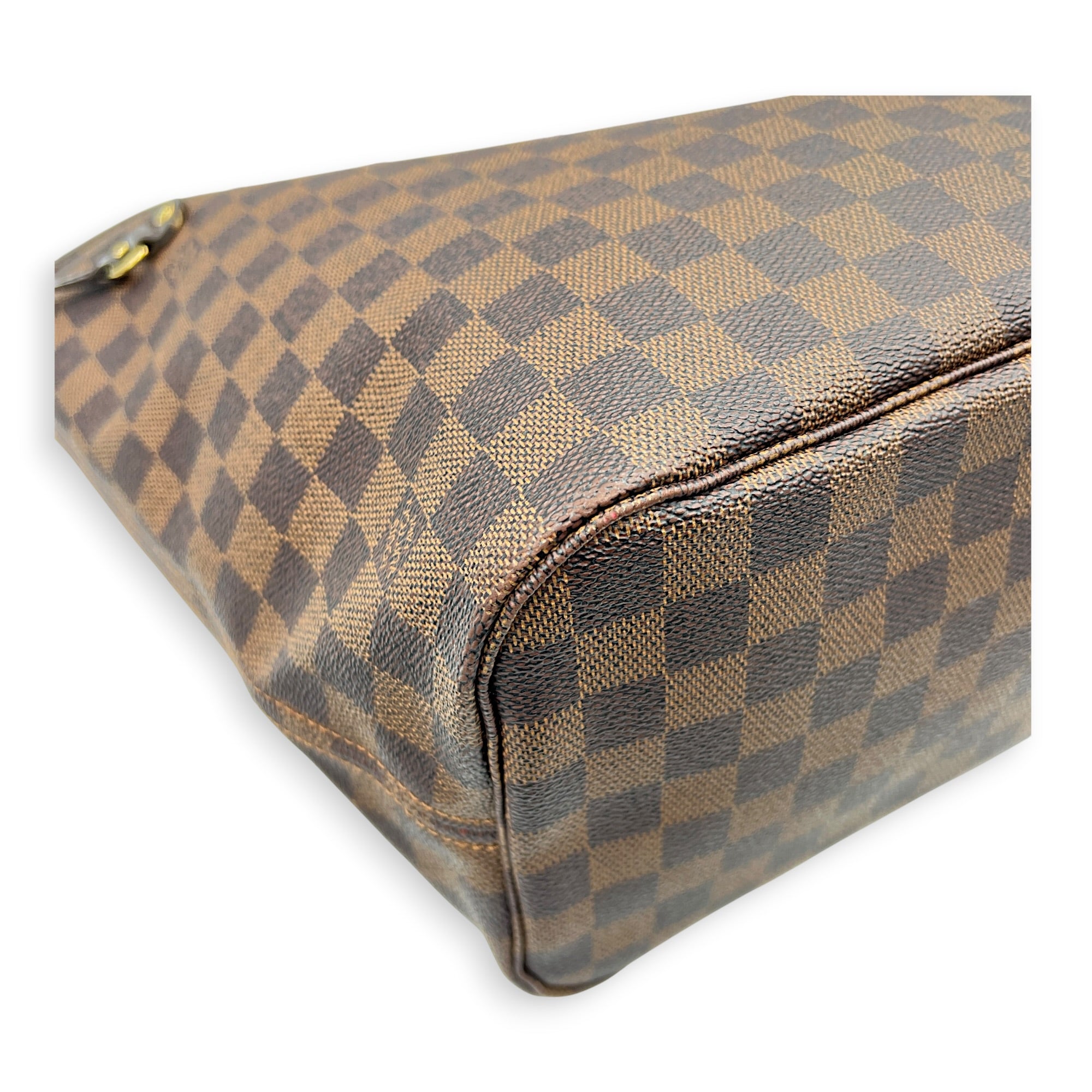 Neverfull MM Damier Ebene Tote Bag in Coated Canvas, Gold hardware