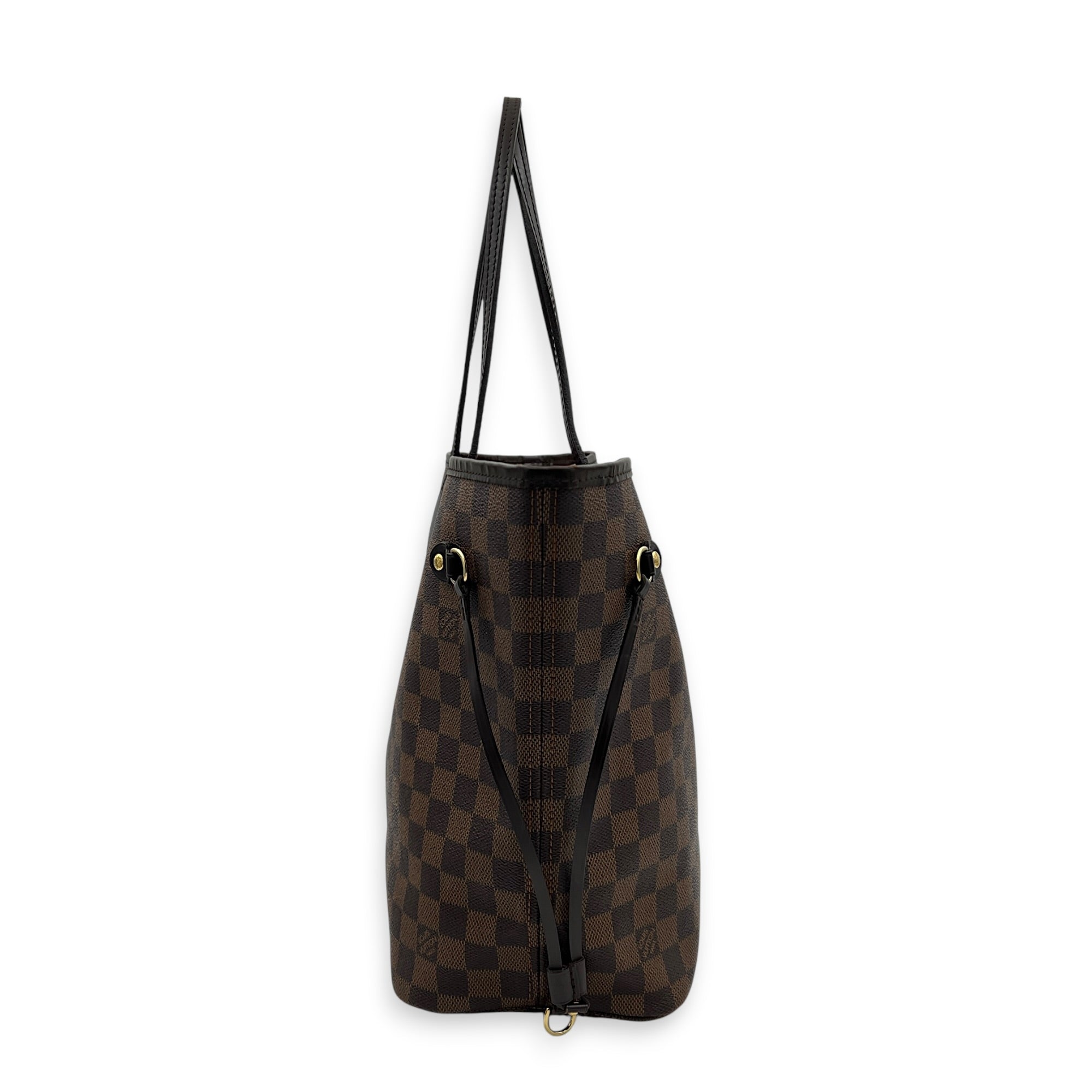 Neverfull MM Damier Ebene Tote Bag in Coated Canvas, Gold hardware