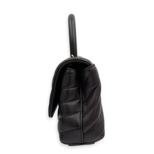 Coco East West Maci Brown Top Handle Bag in Calfskin, Gold hardware