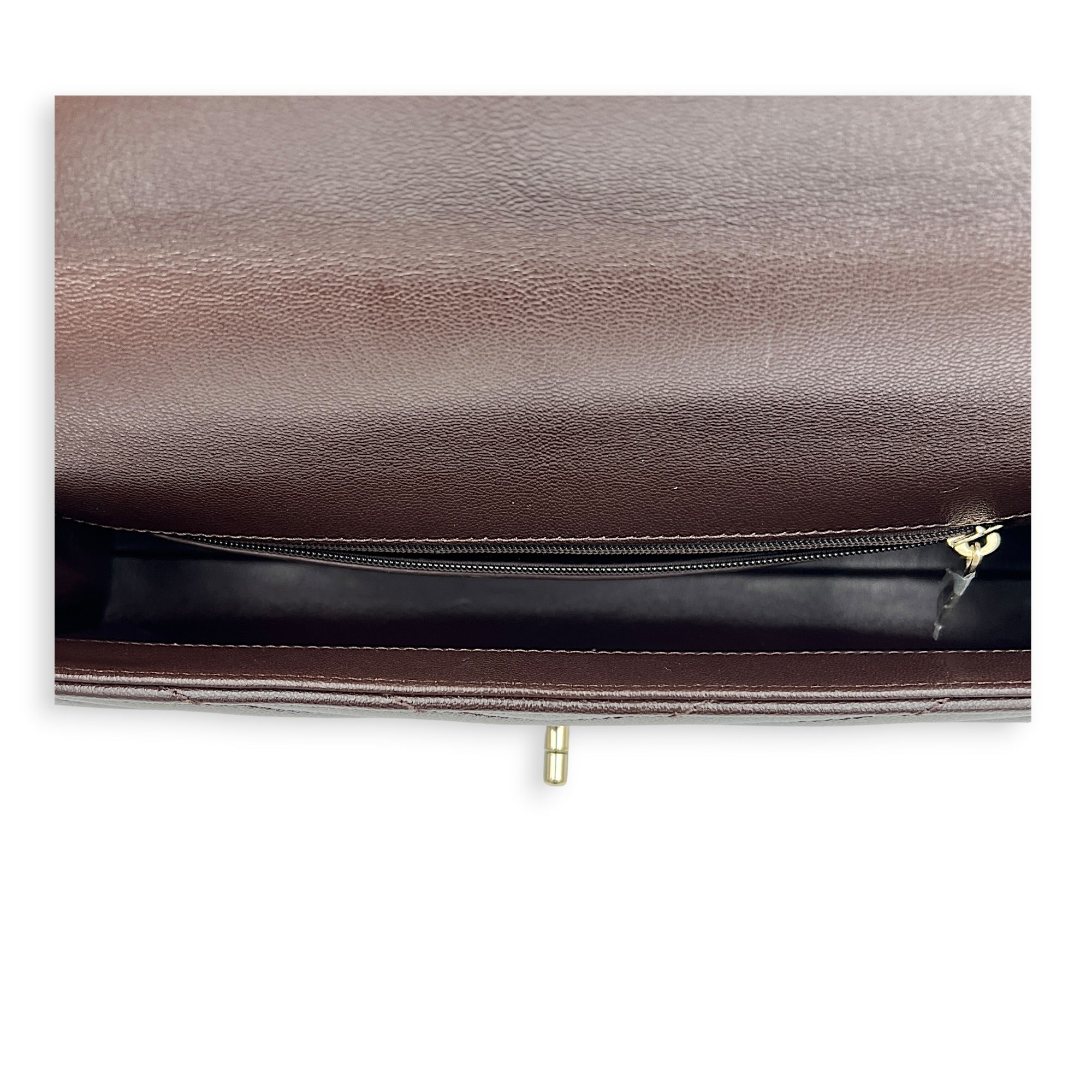 Coco East West Maci Brown Top Handle Bag in Calfskin, Gold hardware