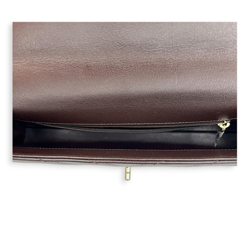 Coco East West Maci Brown Top Handle Bag in Calfskin, Gold hardware
