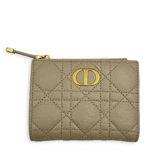 Caro Wallet Small Sand in Calfskin, Gold hardware