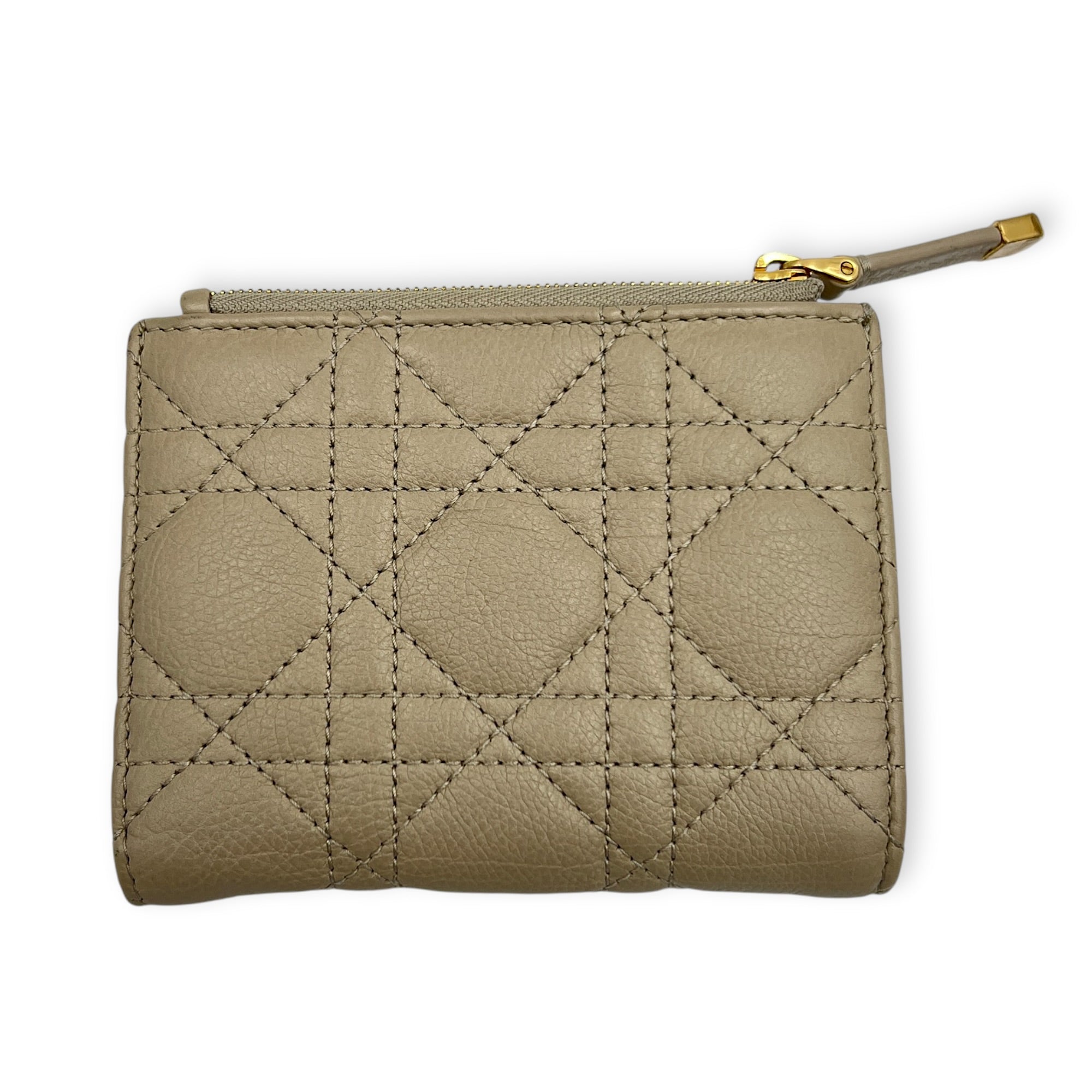 Caro Wallet Small Sand in Calfskin, Gold hardware