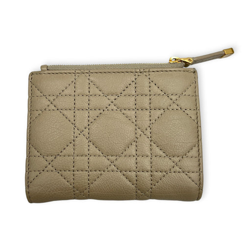 Caro Wallet Small Sand in Calfskin, Gold hardware